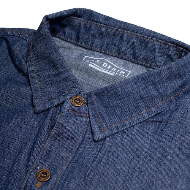 Camisa Jeans Masculina Max Denim Slim Azul Escuro
