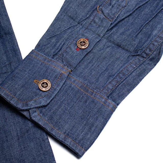 Camisa Jeans Masculina Max Denim Slim Azul Escuro