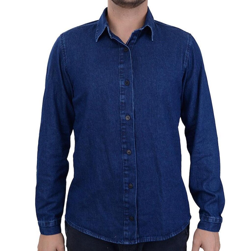 Camisa Jeans Masculina Recuzza Azul Escuro - 10652