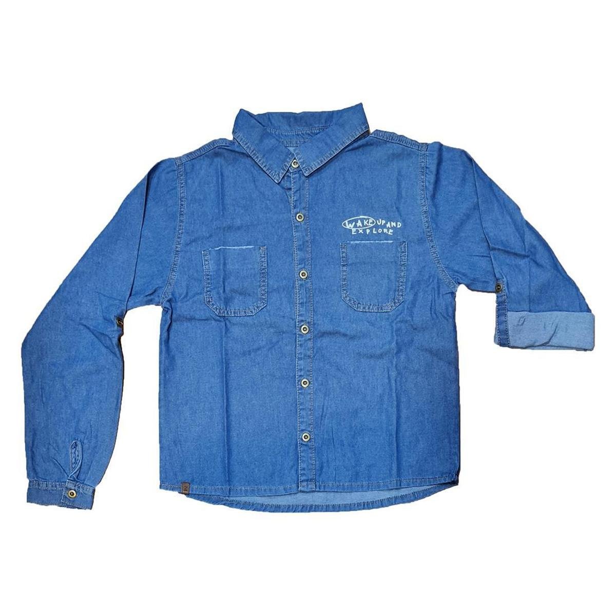 Camisa Jeans Social Manga Longa Juvenil Tam 10 ao 16 Menino Masculina Menor preço em Camisa Jeans Social Manga Longa Juvenil Tam 10 ao 16 Menino Masculina