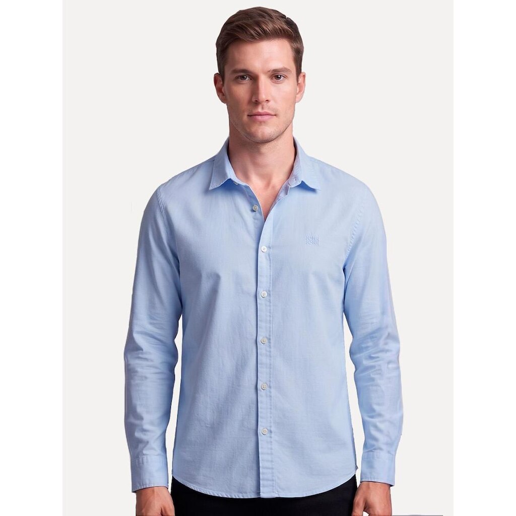 Camisa John John Masculina Regular Oxford Azul Claro