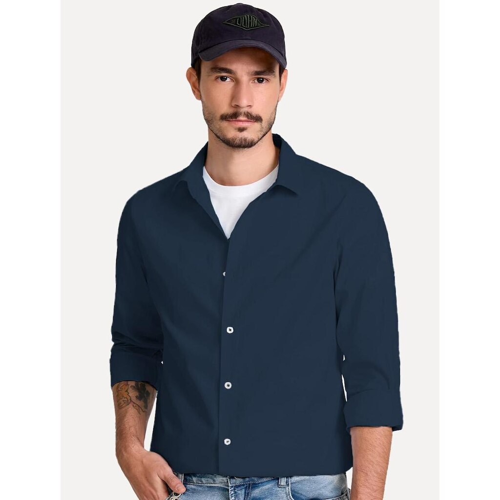 Camisa John John Masculina Slim Dark Azul Marinho
