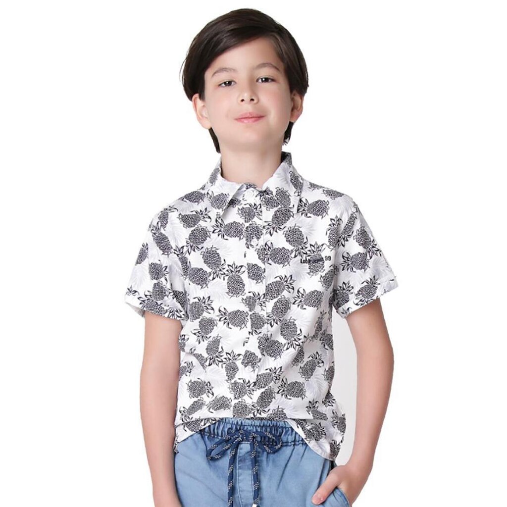 Camisa Juvenil Look Jeans Abacaxi Branca - 4 - UNICA