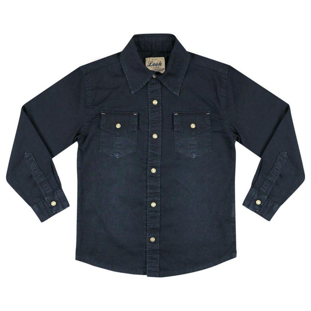 Camisa Juvenil Look Jeans Manga Longa Jeans - 10 - UNICA
