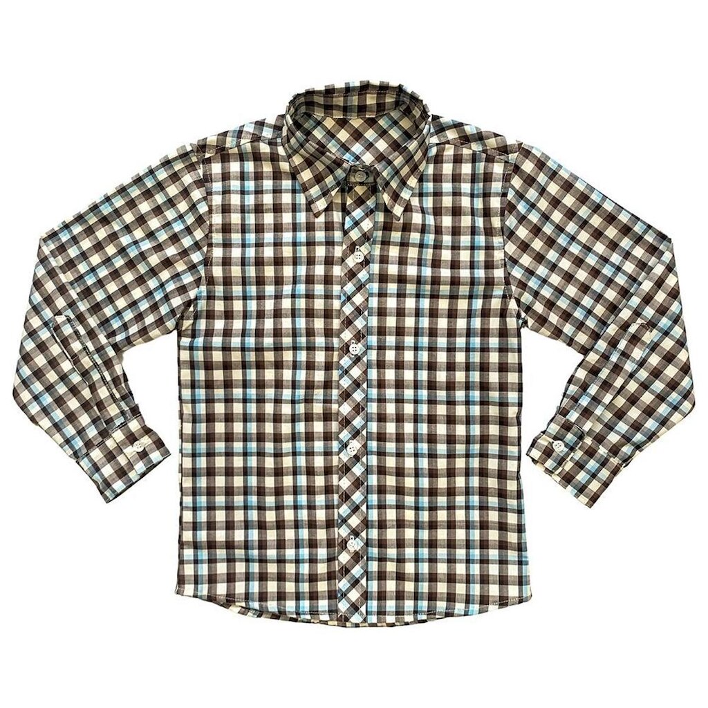 Camisa Juvenil Look Jeans Manga Longa Xadrez - 12 - MARROM
