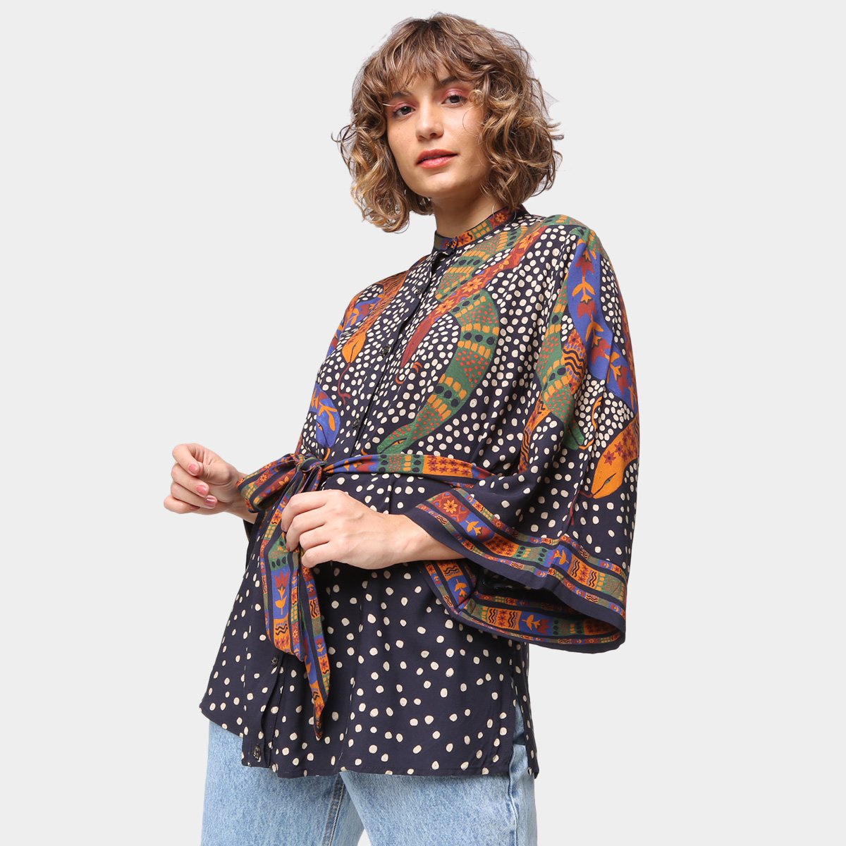 Camisa Kimono Farm Serpente De Flor Feminina - Estampado Menor preço em Camisa Kimono Farm Serpente De Flor Feminina - Estampado