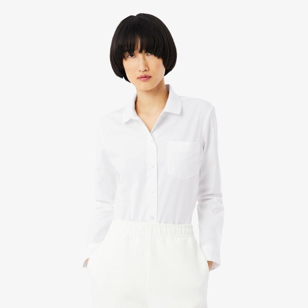 Camisa Lacoste De Modelagem Ajustada Em Algodão Stretch