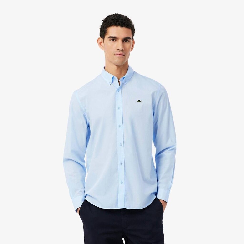 Camisa Lacoste Modelagem Reta Em Popeline Stretch