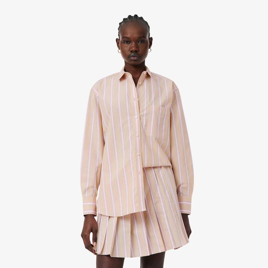 Camisa Lacoste Oversized Em Popeline De Algodão Feminina