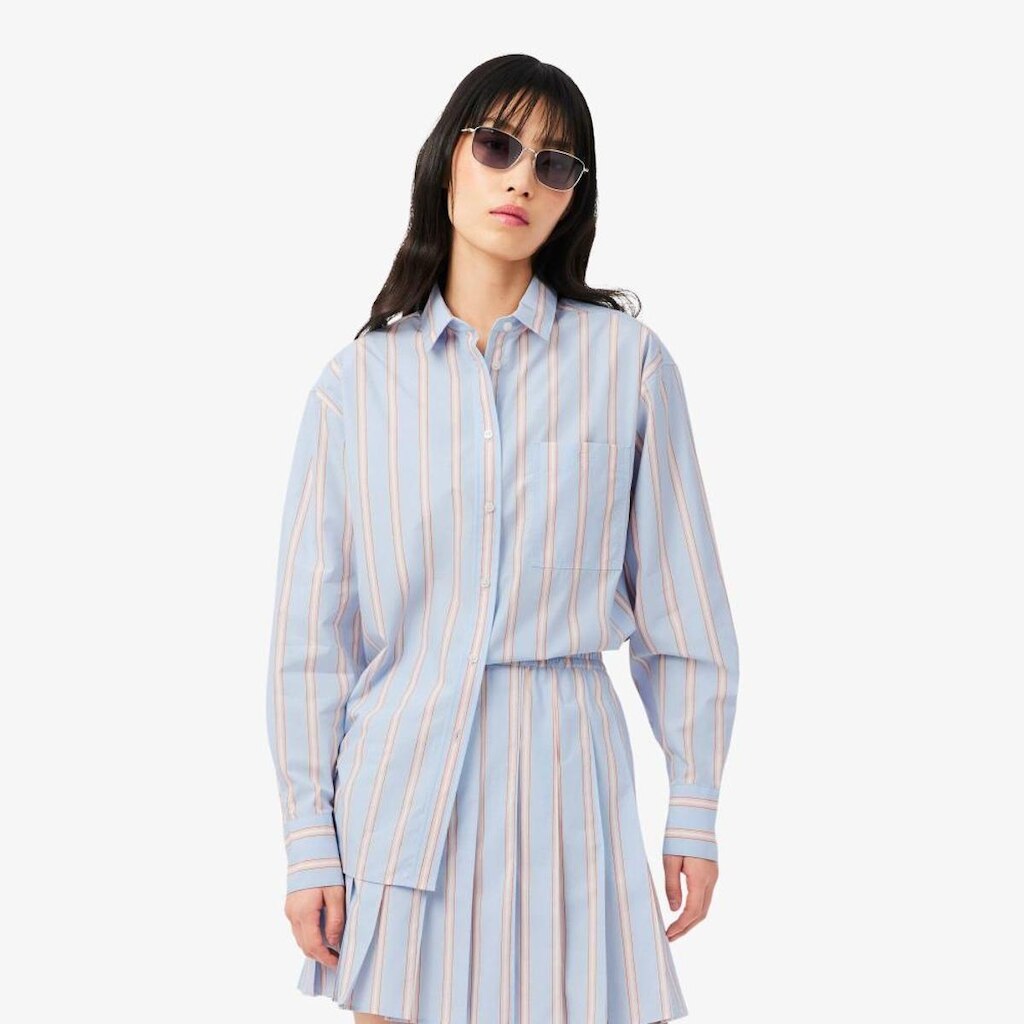 Camisa Lacoste Oversized Em Popeline De Algodão Feminina