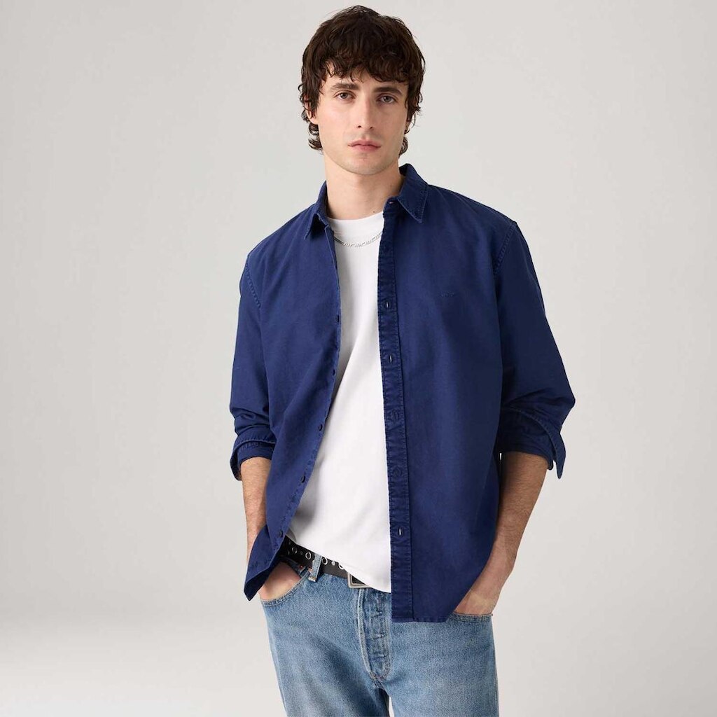 Camisa Levi's Authentic Button Down Azul Marinho Manga Longa Masculina