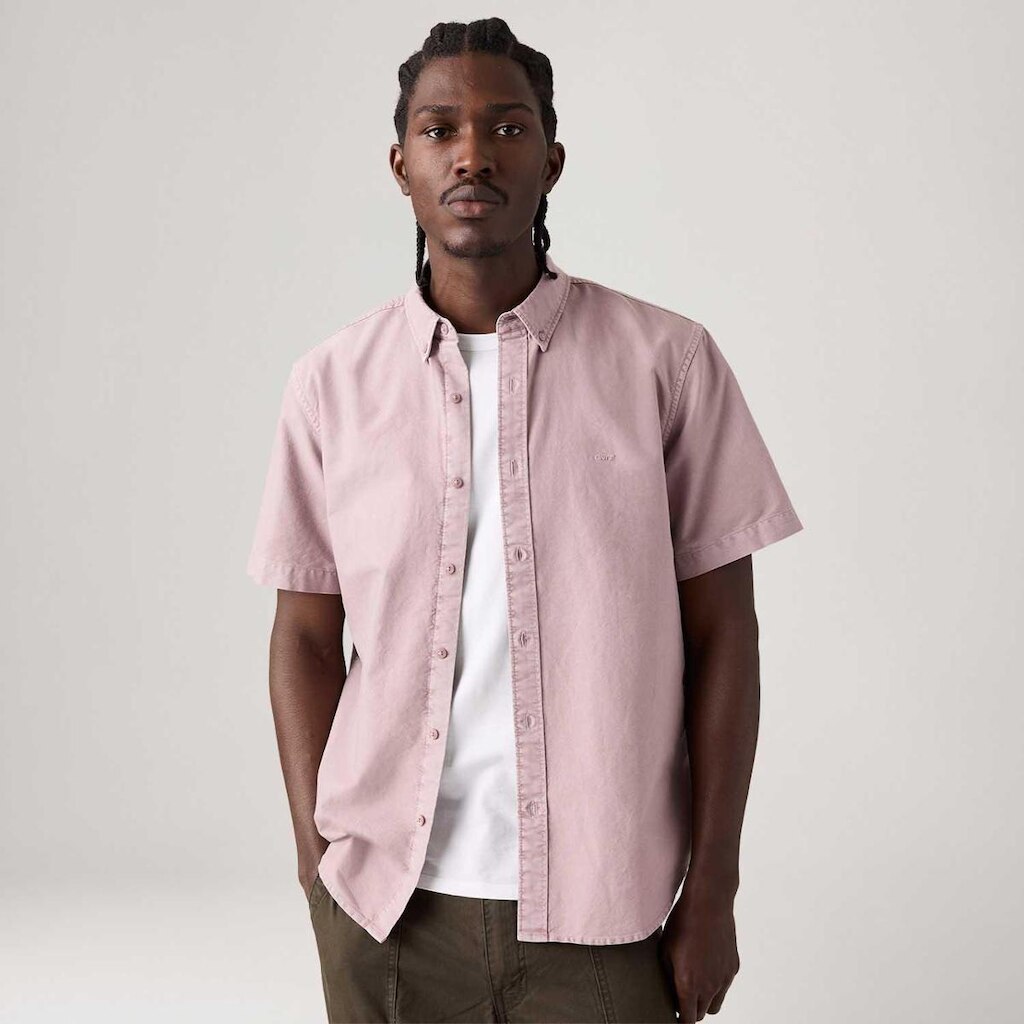Camisa Levi's Authentic Button Down Rosa Claro Manga Curta