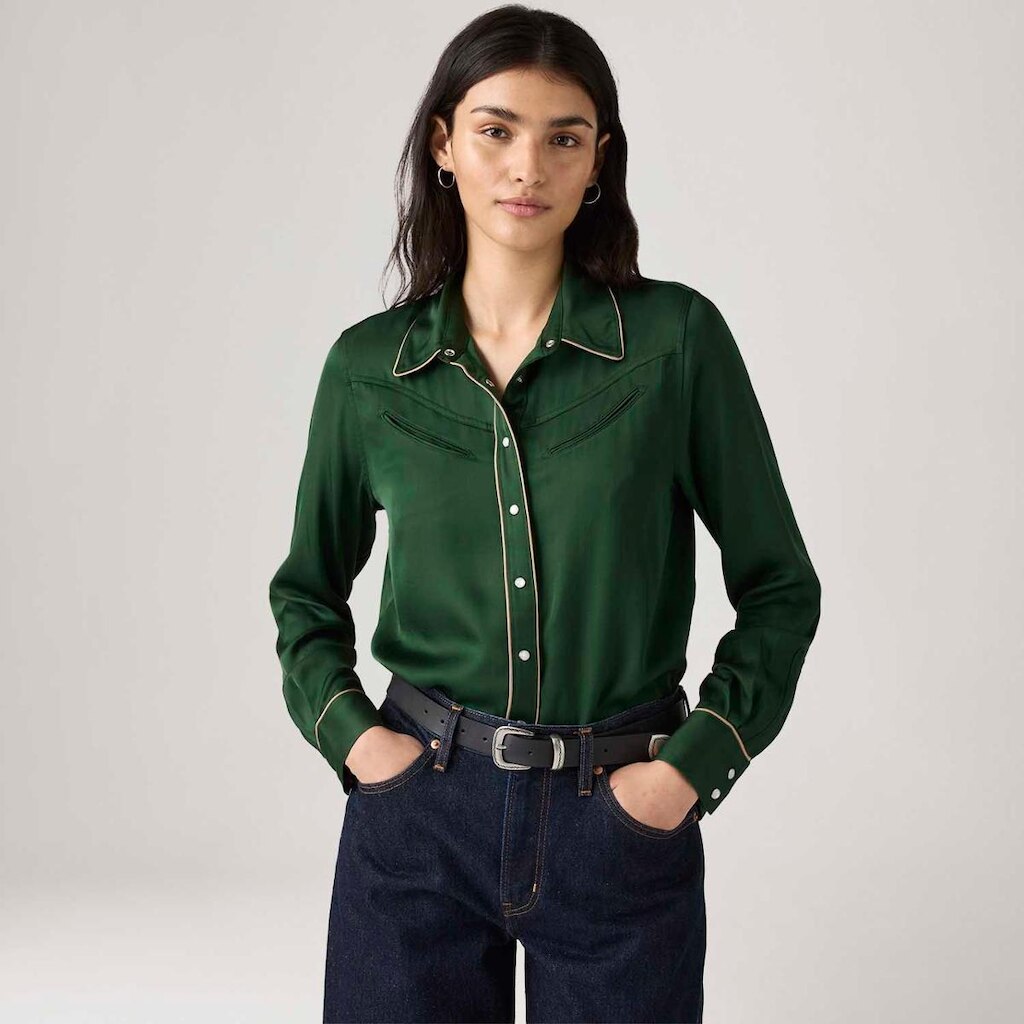 Camisa Levi's Bradie Archival Verde Manga Longa Feminina