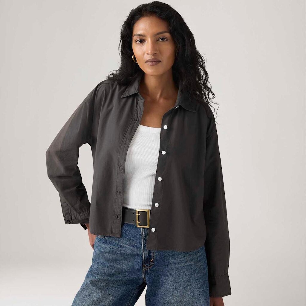 Camisa Levi's Cropped Harlie Preta Manga Longa Feminina