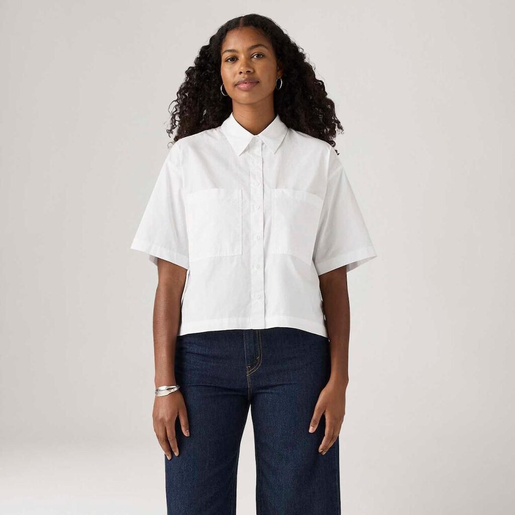 Camisa Levi's Harlie Cropped Branca Manga Curta Feminina