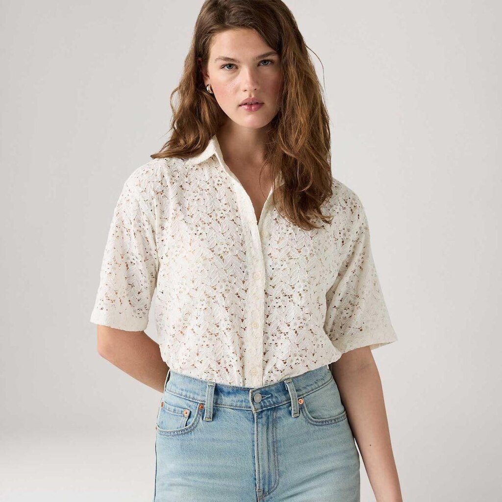 Camisa Levi's Harlie Lace Branca Manga Curta Feminina