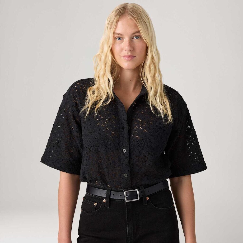 Camisa Levi's Harlie Lace Preta Manga Curta Feminina