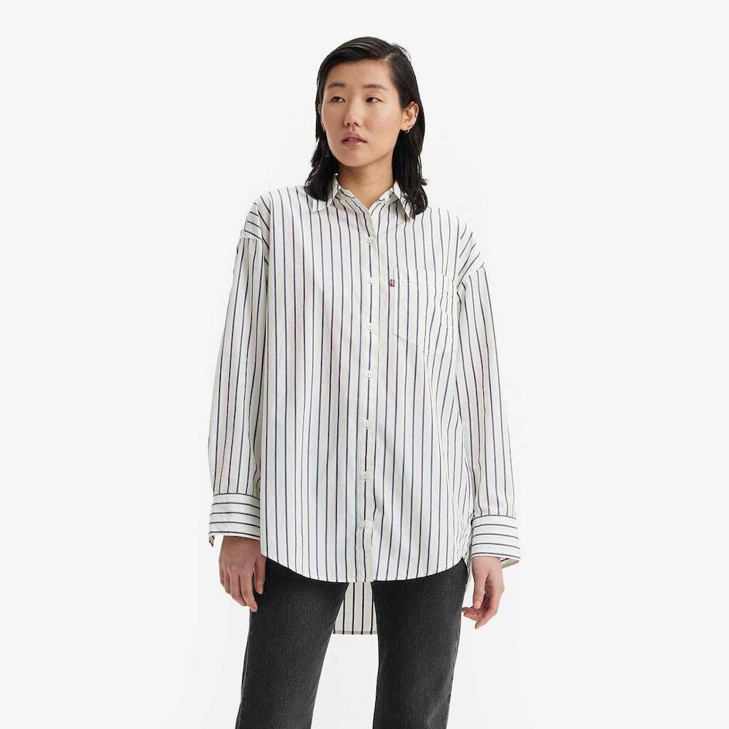 Camisa Levi's Nola Listrada Azul Manga Longa Feminina