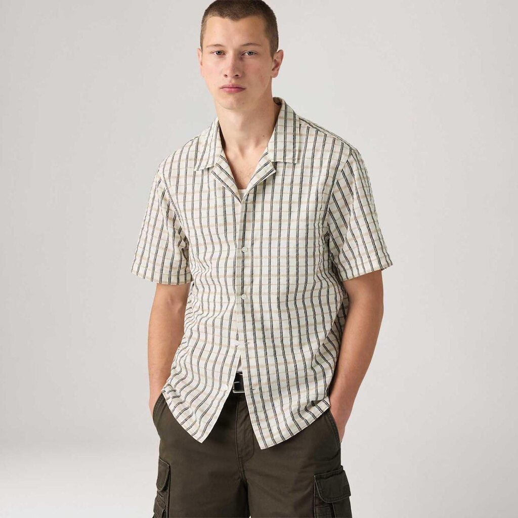 Camisa Levi's Sunset Standard Xadrez Branca Manga Curta Masculina