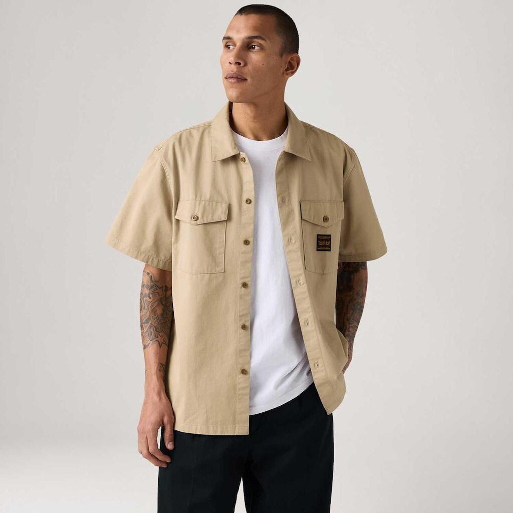 Camisa Levi's Worker Bege Manga Curta Masculina