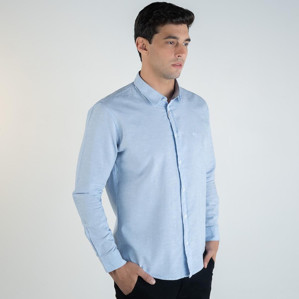 Camisa Linho Pienza Versatiold Azul Claro