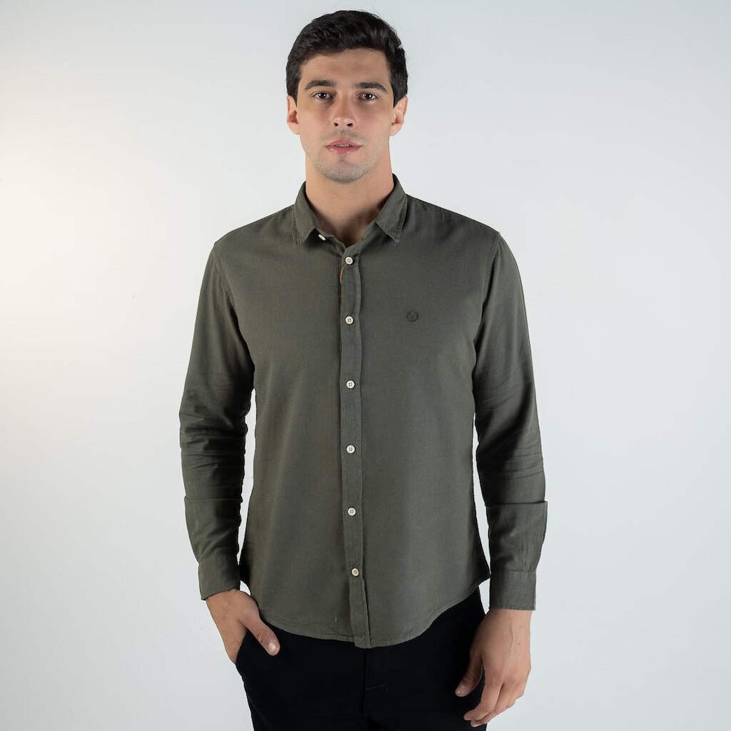 Camisa Linho Pienza Versatiold Verde Musgo