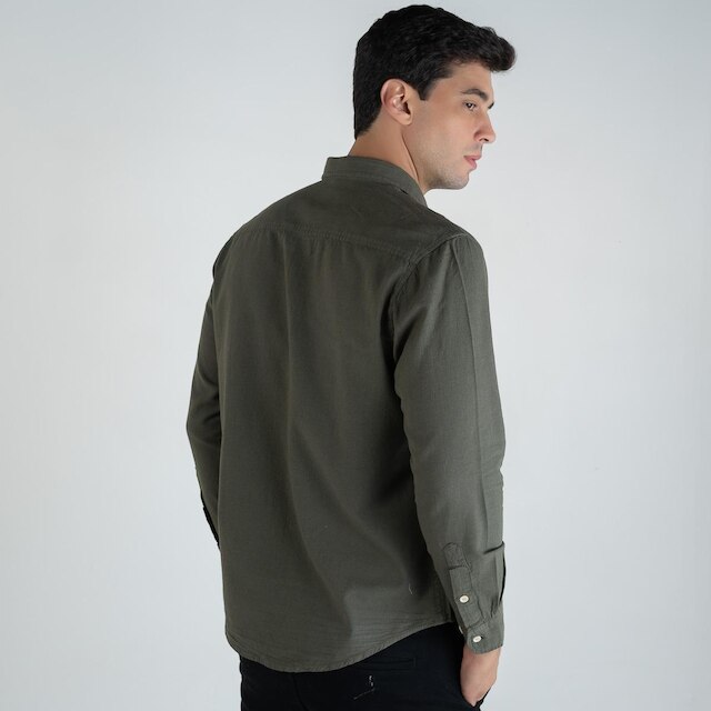 Camisa Linho Pienza Versatiold Verde Musgo