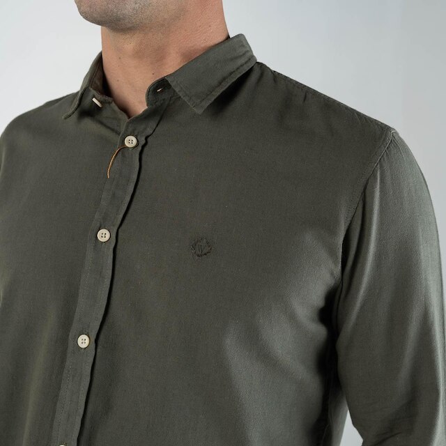 Camisa Linho Pienza Versatiold Verde Musgo
