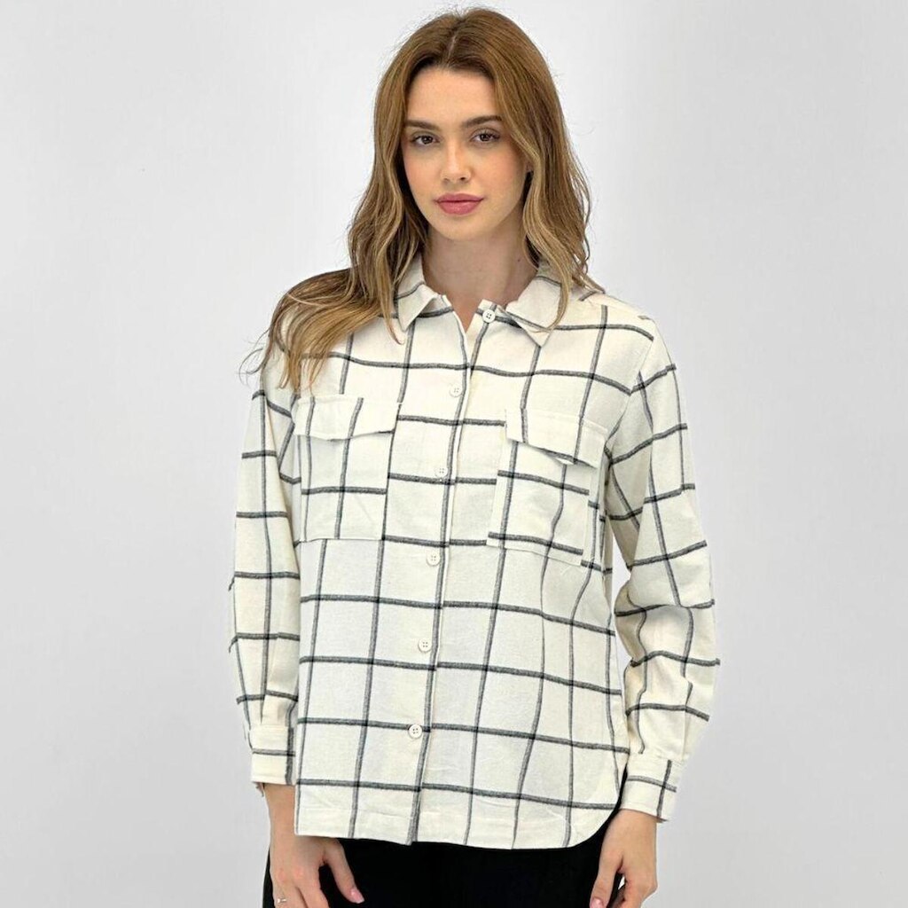 Camisa Malwee Xadrez Flanela Manga Longa Feminina