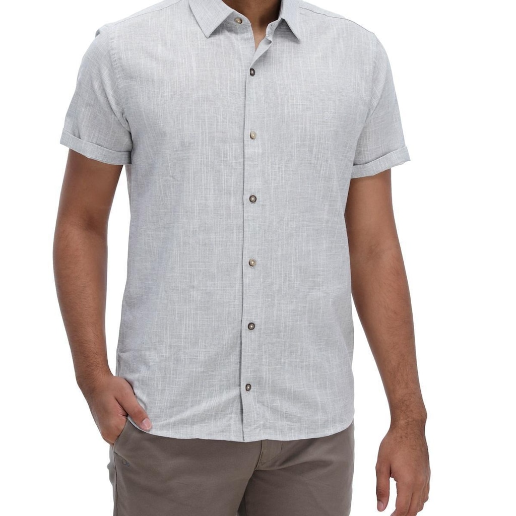 Camisa Manga Curta Essencial Slim Masculina Ogochi 001520011 Cinza