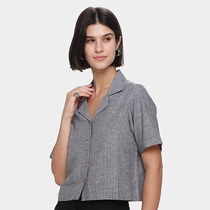 Camisa Manga Curta Malwee Listrada Feminina - Feminino