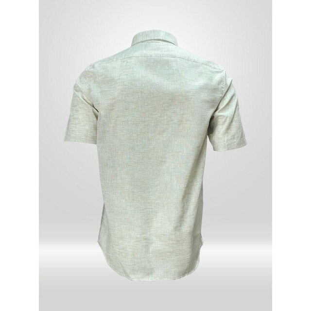 Camisa Manga Curta Masculina Linho Verde Limão
