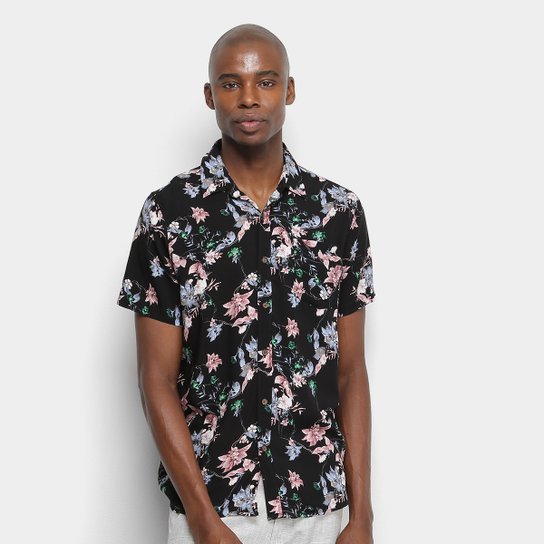 Camisa Manga Curta Pacific Blue Nature Masculina - Preto