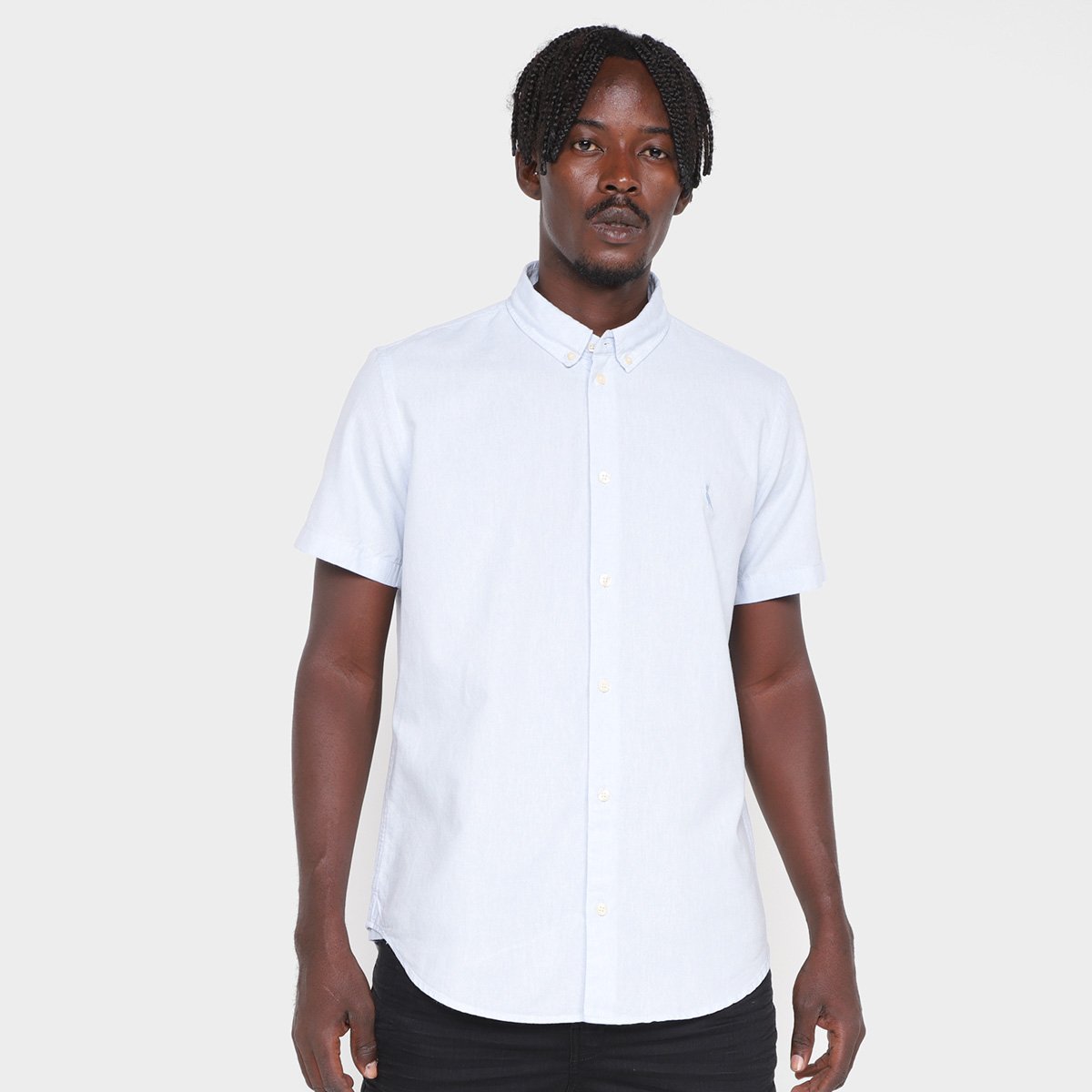 Camisa Manga Curta Reserva Oxford Color Masculina - Azul Claro Menor preço em Camisa Manga Curta Reserva Oxford Color Masculina - Azul Claro