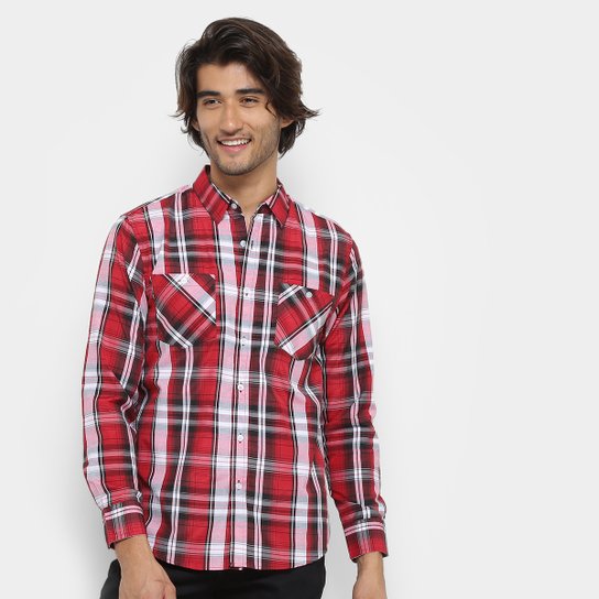Camisa Manga Longa Broken Rules Masculina - Vermelho