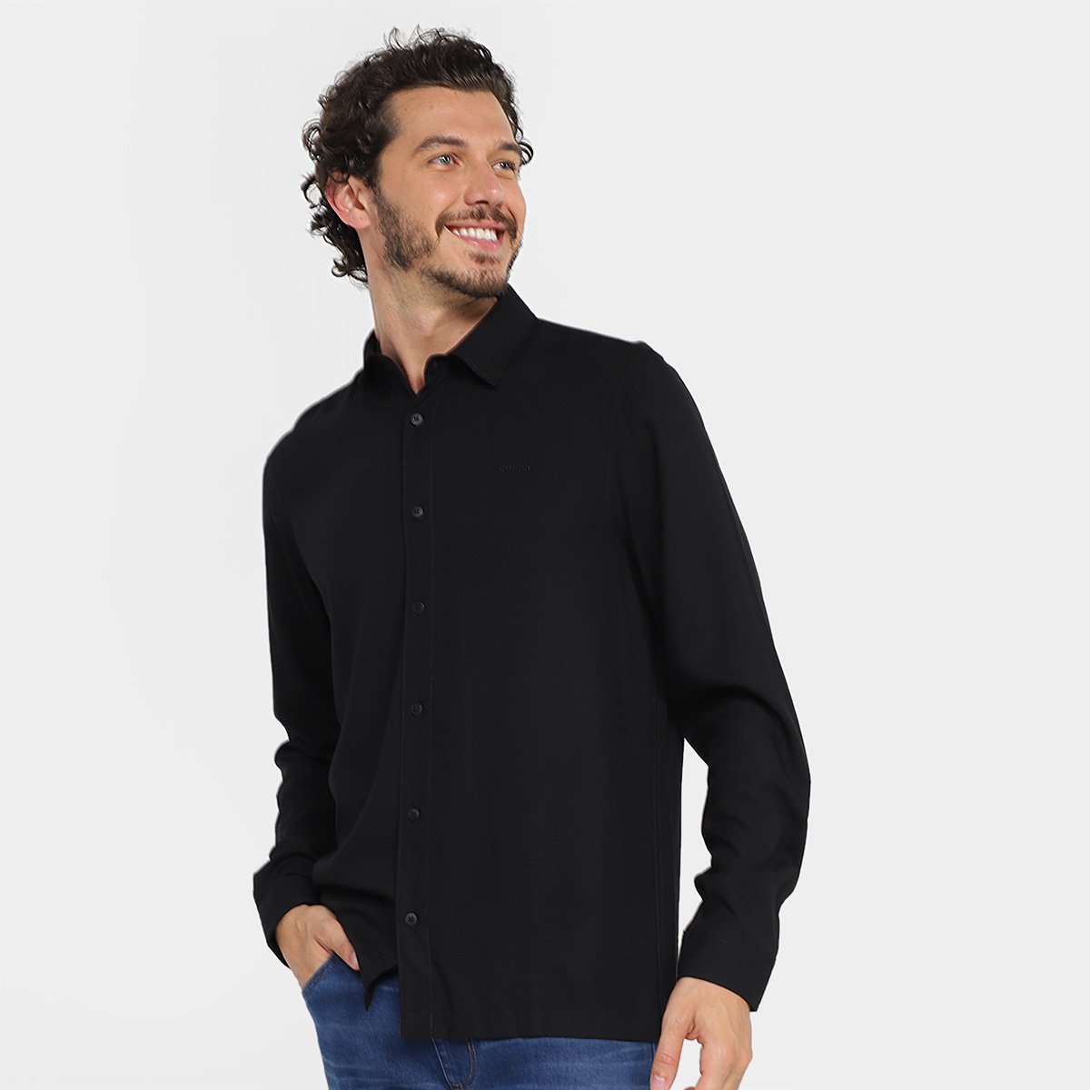 Camisa Manga Longa Colcci Relax Masculina - Preto Menor preço em Camisa Manga Longa Colcci Relax Masculina - Preto