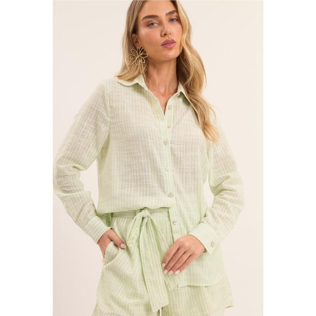 CAMISA MANGA LONGA DE LINHO FEMININA DOCE TRAMA