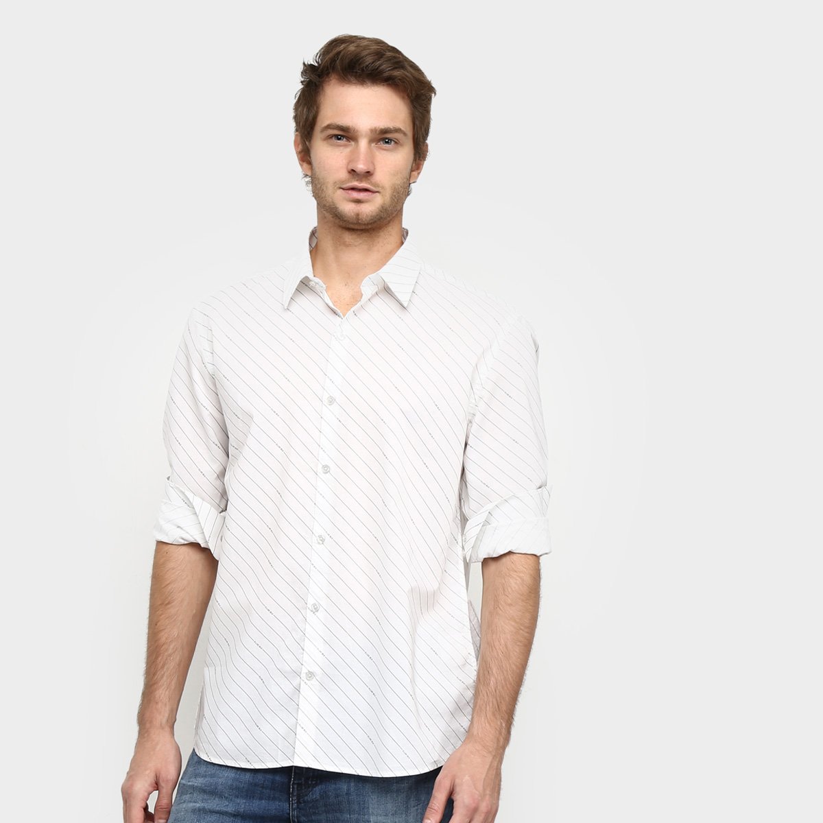Camisa Manga Longa Ellus French Masculina - Branco Menor preço em Camisa Manga Longa Ellus French Masculina - Branco