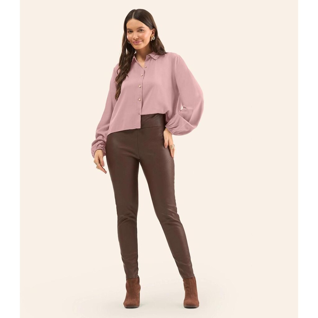 Camisa Manga Longa Feminina Em Viscose Rovitex Rosa