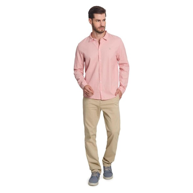 Camisa Manga Longa Fio Tinto Diametro Rosa