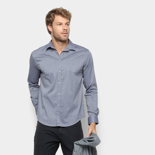 Camisa Manga Longa Forum Smart Masculina - Cinza