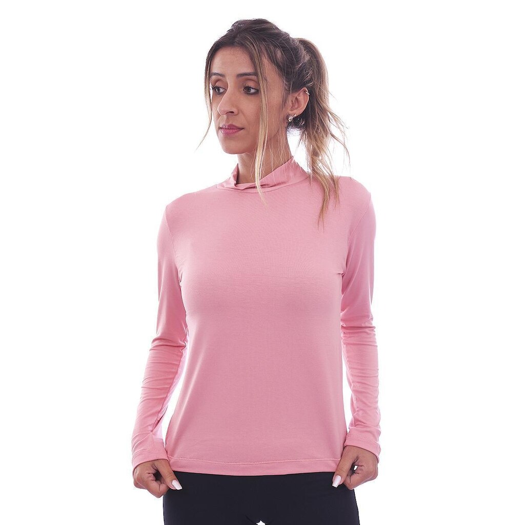 Camisa Manga Longa Gola Alta Viscolycra Feminina Academia Inverno Frio Mechler