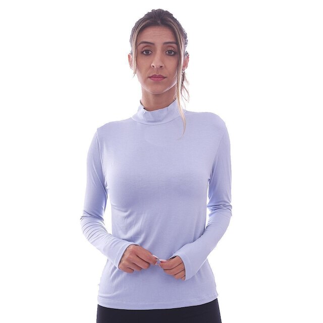 Camisa Manga Longa Gola Alta Viscolycra Feminina Academia Inverno Frio Mechler