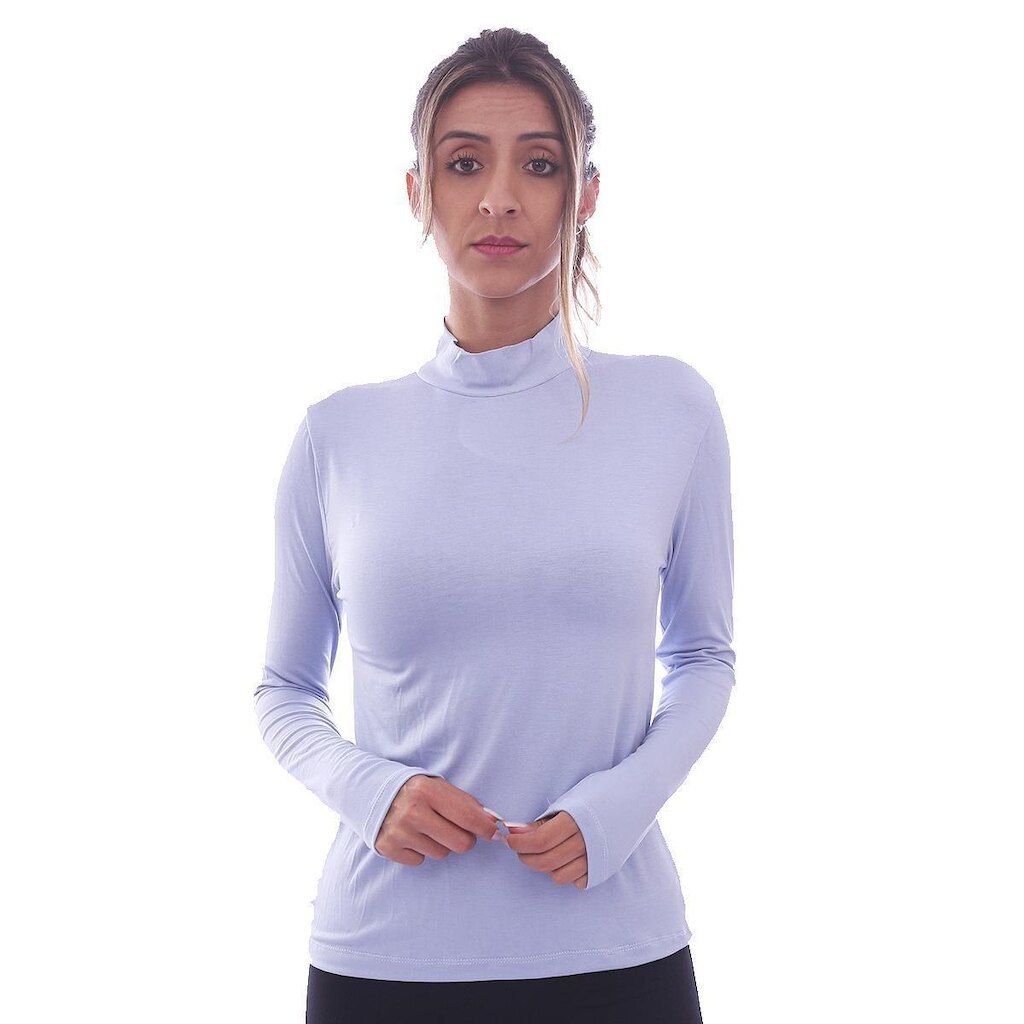 Camisa Manga Longa Gola Alta Viscolycra Feminina Academia Inverno Frio Mechler