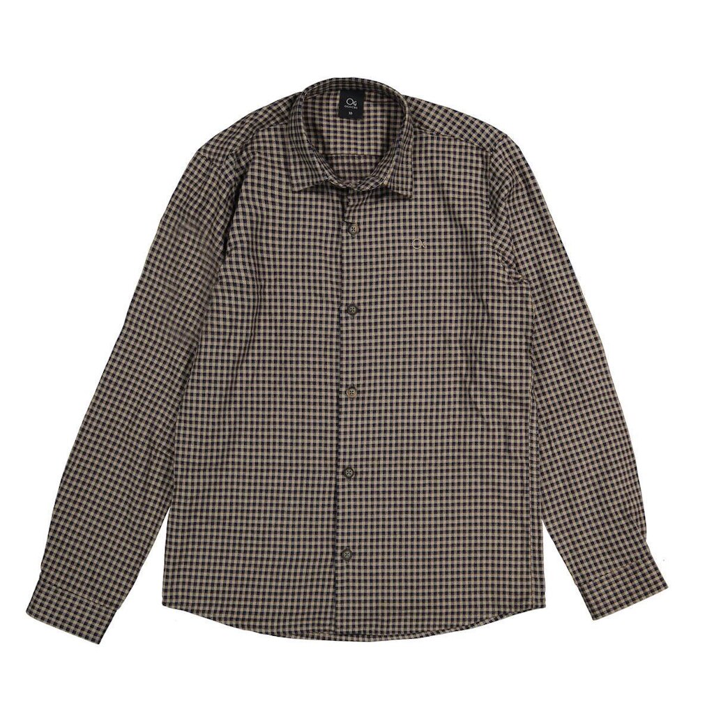 Camisa Manga Longa Infantil Menino Xadrez Marrom Ogochi