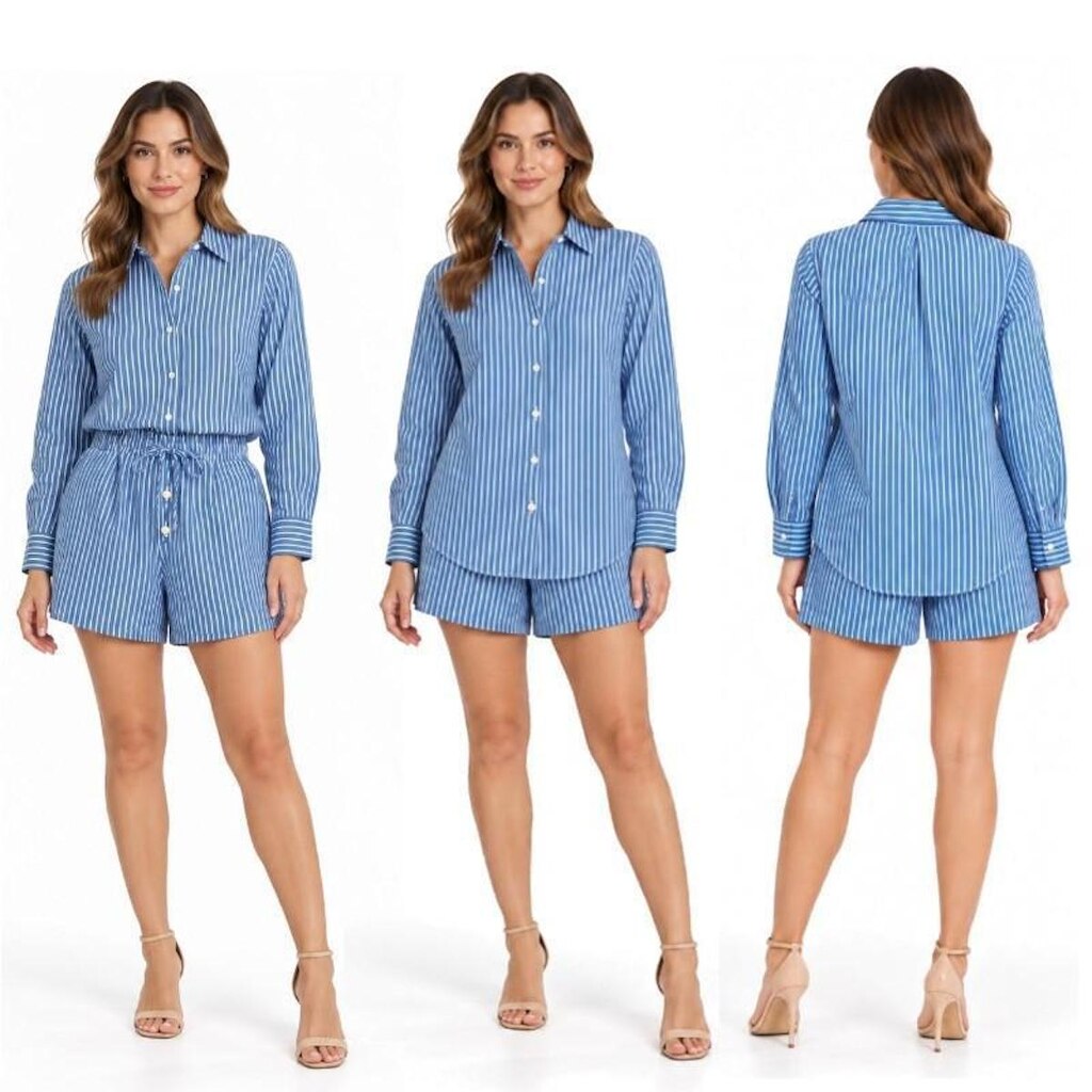 Camisa manga longa listrada feminina Malwee