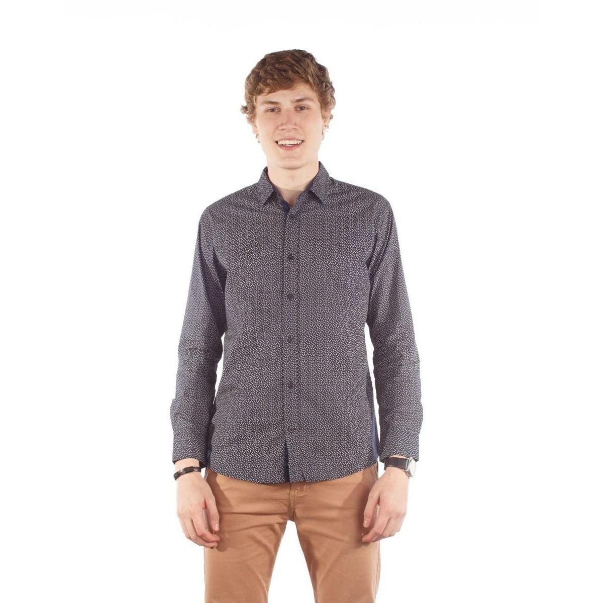 Camisa Manga Longa Masculina Estampada - Marinho é boa?
