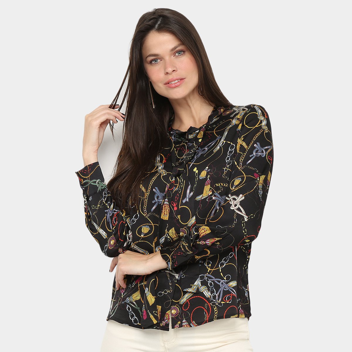 Camisa Manga Longa MS Fashion Cordas E Correntes Feminina - Preto é ruim? Camisa Manga Longa MS Fashion Cordas E Correntes Feminina - Preto é boa?
