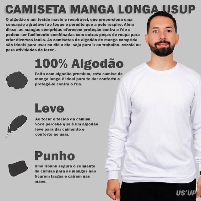 Camisa Manga Longa Para Frio Inverno Quentinha Confortavel