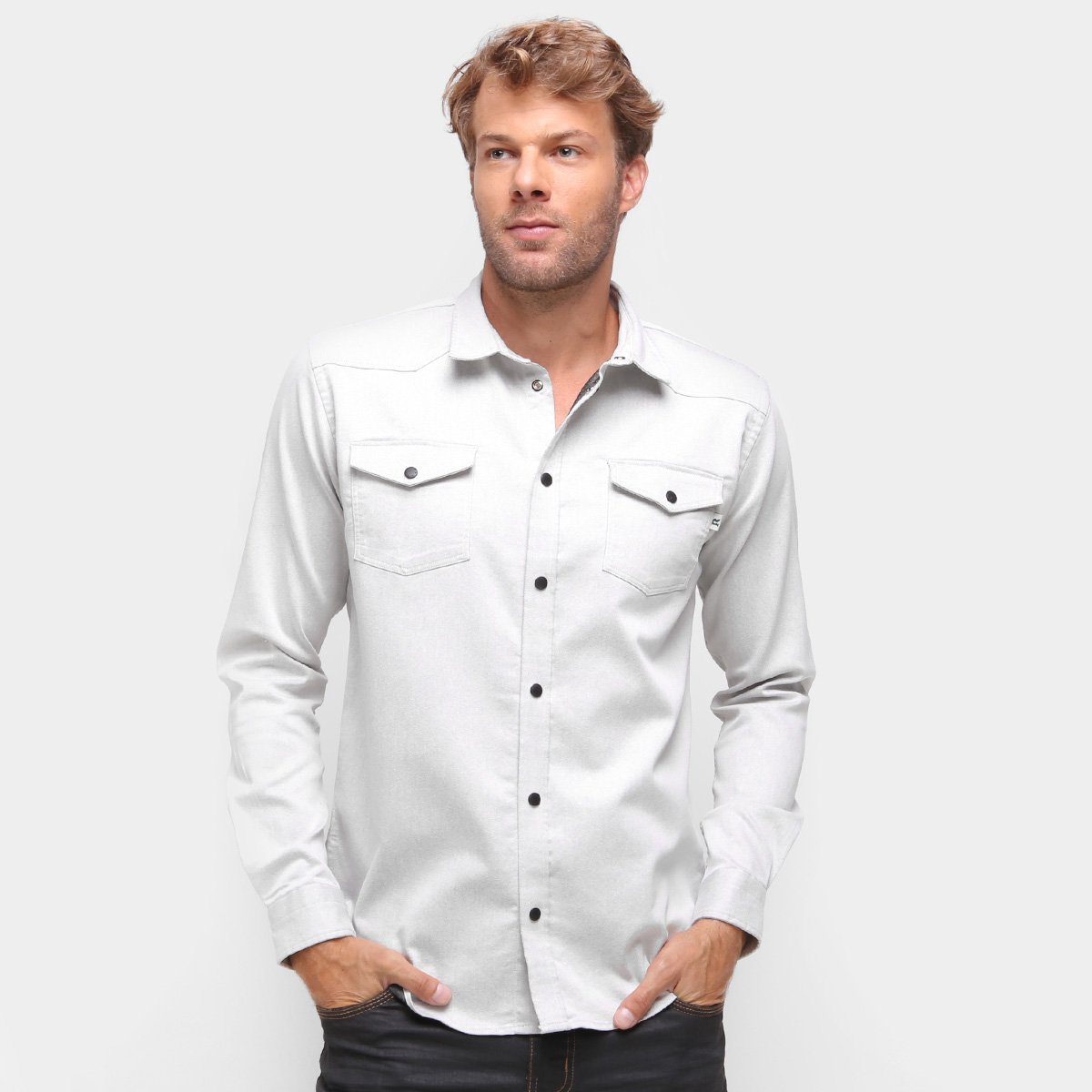 Camisa Manga Longa Reserva Bolsos Over New Off Masculina - Off White Menor preço em Camisa Manga Longa Reserva Bolsos Over New Off Masculina - Off White